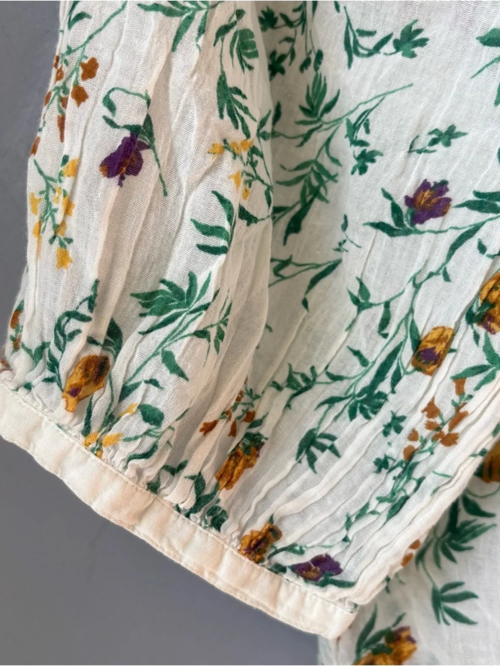 Lucky Brand Floral Button Up Banded Top Womens Medium Relaxed Fit Cotton Boho - Picture 8 of 14